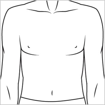 Male chest contouring — front view